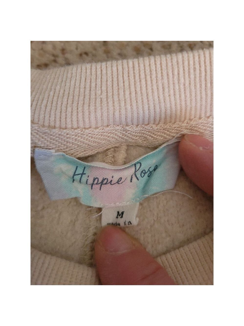 Hippie Rose Beige Sweatshirt Size M - Picture 5 of 8